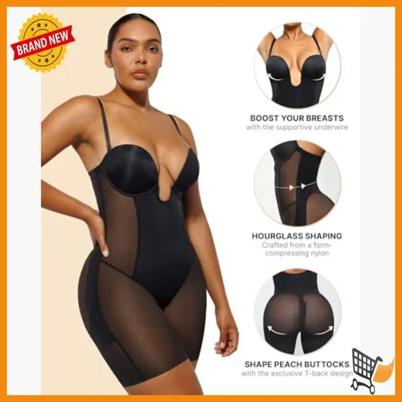 Strapless Shapewear Bodysuit Tummy Control Backless Mid Thigh Full Body Shaper